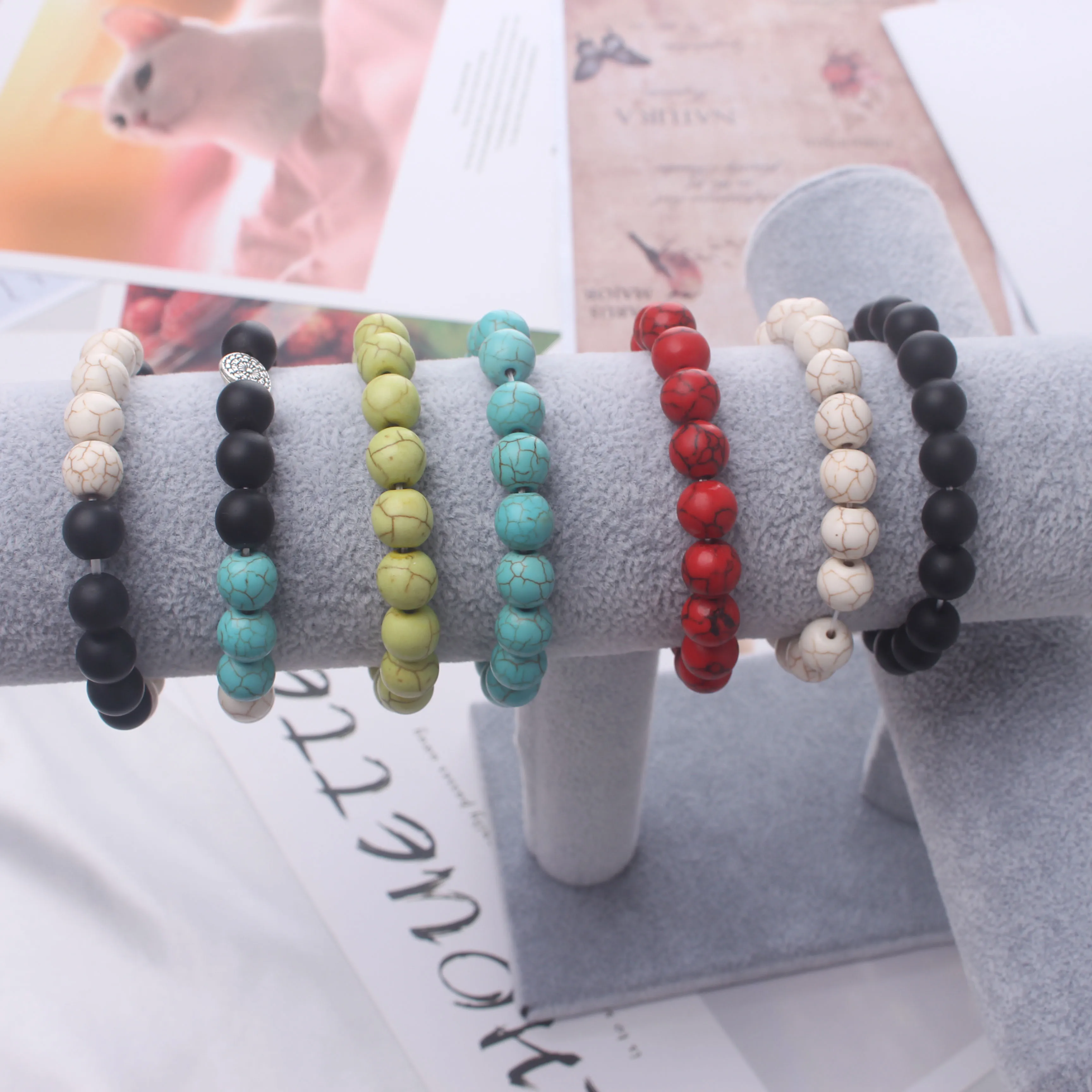 1Pcs Fashion 10mm Beads Distance Bracelet Classic Natural Stone Beaded Bracelets for Men Women Best Friend Gift | Украшения и