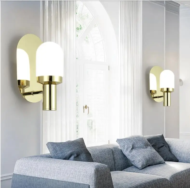 

Modern Concise Art Fashion Gold Glass Wall Lamp Cafe Restaurant Bedroom Livingroom Office Aisle Decoration Lamp Free Shipping