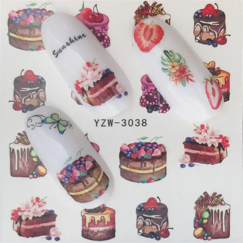 32 дизайна, Водные Наклейки для ногтей, узор мечты, переводная наклейка, фламинго, фрукты, украшение для ногтей - Цвет: YZW-3038