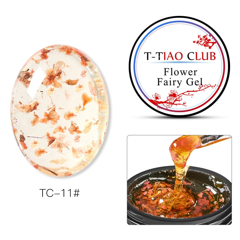 T-TIAO CLUB Floral Paint Dried Flowers Jelly Nail Gel Polish Nail Art Soak Off UV Gel Varnish DIY Natural Fairy Nails Gel Tips - Цвет: GK0909