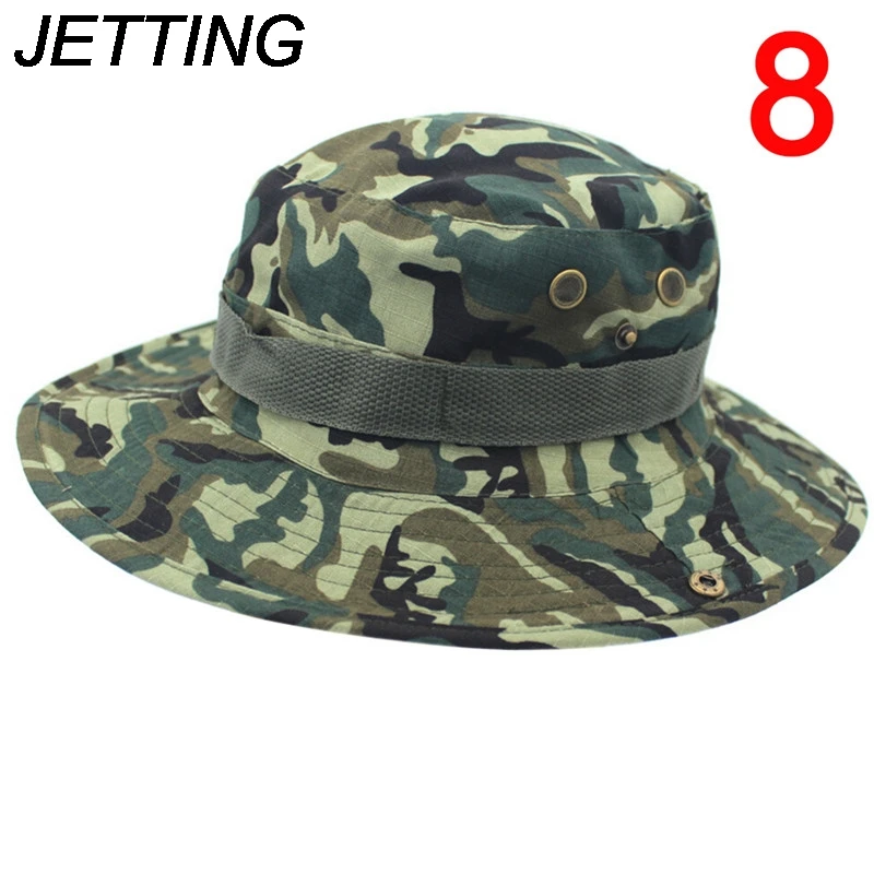 1Pc Men Women Camouflage Bucket Hat With String Fisherman Cap Military