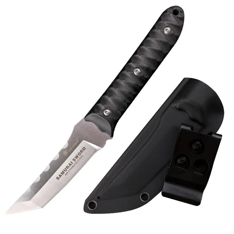 

HX OUTDOORS Japanese Style Katana Samurai Sword Survival Knife Army Hunting 440C Stainless Steel 58HRC Straight Knives