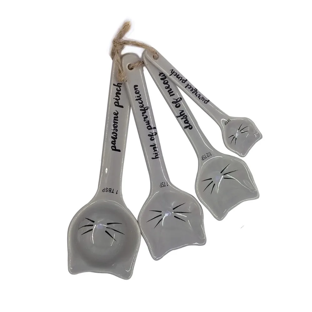 

Visual Touch 4pcs/Set Ceramic Cat Measuring Spoons Tea Coffee Measure Tools Cooking Scoops Baking Measuring Cup Kitchen Gadgets