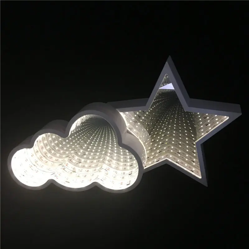 3D Творческий единорог с принтом из звездочек и облаков, с изображением милых сердечек Ночной светильник Светодиодные лампы Декор Новинка зеркало тоннельная лампа для маленьких детей Спальня светильник Инж - Испускаемый цвет: Star and Cloud