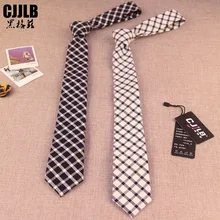 Бренд Галстуки для Для мужчин Классические Интимные аксессуары тонкий Галстуки плед черный, белый цвет проверьте узкий галстук Для мужчин галстук хлопок плед мода шеи галстуки