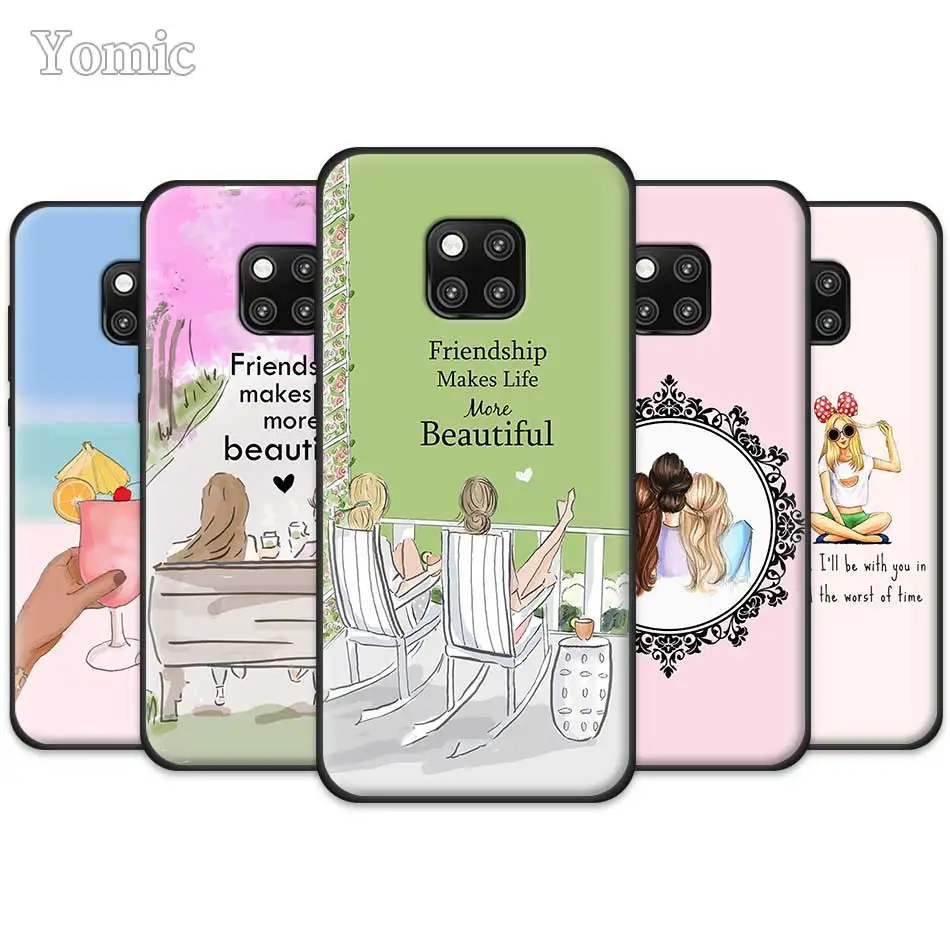 

Mobile Phone Case for Huawei Mate 20 Pro 10 20 Lite P20 P30 Pro Honor 20 Lite 20 Pro best sisters and best friend TPU Case Cover