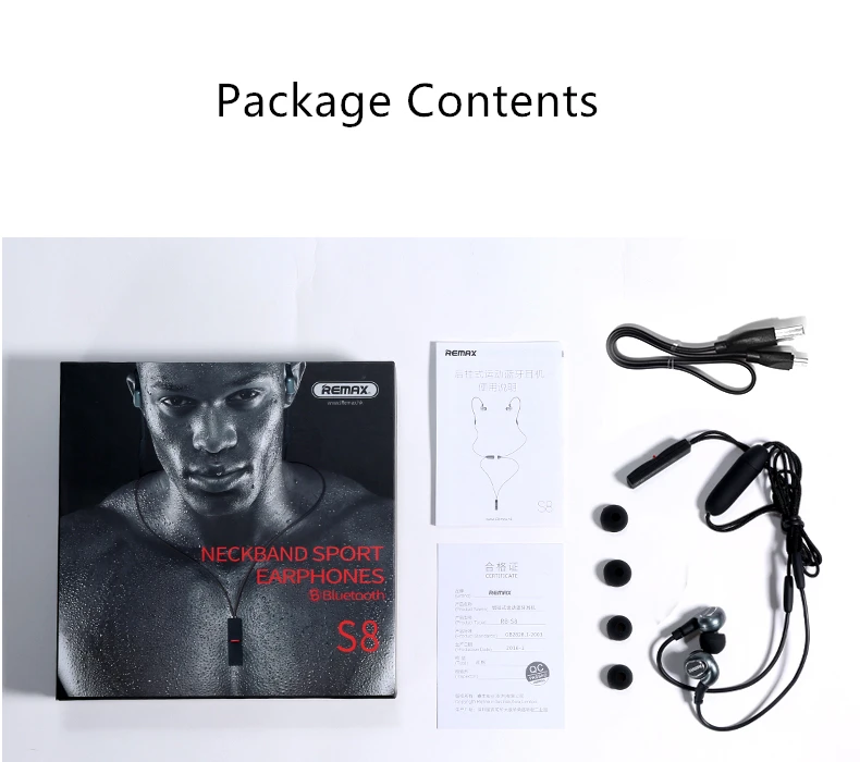 Original Remax RB-S8 hifi Ear-band Wireless Bluetooth 4.1 Sport Stereo Earphone USB Charge Port with Microphone Hands-free Calls