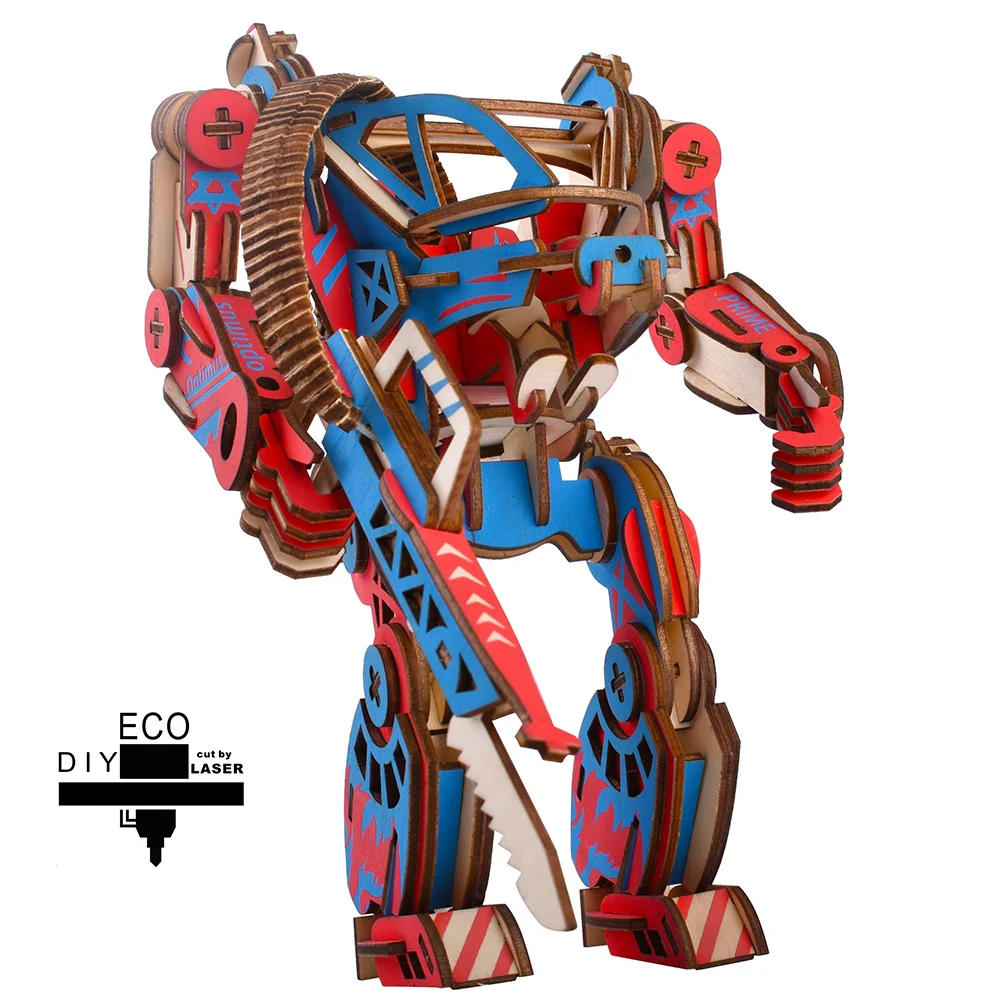 

DIY Mechanical Armor Robot Toy wood Handmade 3D Puzzle piece Assembling Toy Puzzle Game Building Model Kit