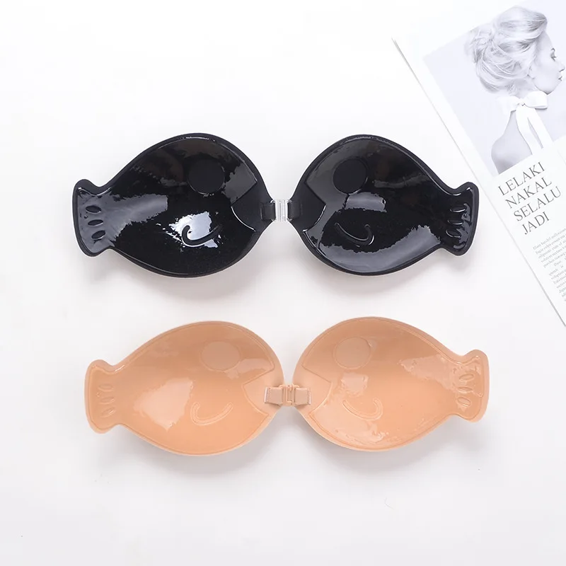 

Women Sexy Self Adhesive Push Up Bra Silicone Reusable Invisible Magic Strapless Bralette Stick on Gel Backless for Tube Dresses