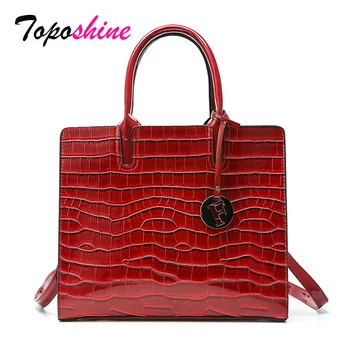

Toposhine Personality Patent Leather Stone Pattern Handbags Female New Fashion High Quality Casual Wild Shoulder Messenger Bag