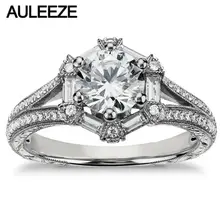 Lab Grown Moissanites Rings For Women Hexagon Baguette Diamond 14K White Gold Ring Pink Sapphire Engagement Anniversary Ring