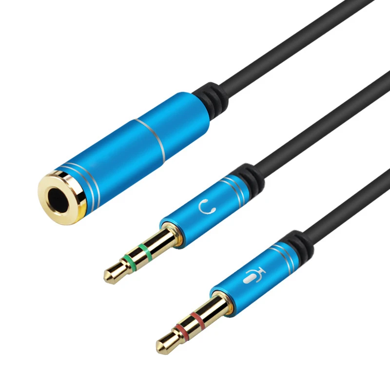 Divisor de micrófono Audio estéreo para auriculares, 3,5mm de Audio + Micrófono a conector de 4 adaptador auxiliar para auriculares de 4 pines Y 3,5mm|audio mic splitter|microphone jack adaptermic