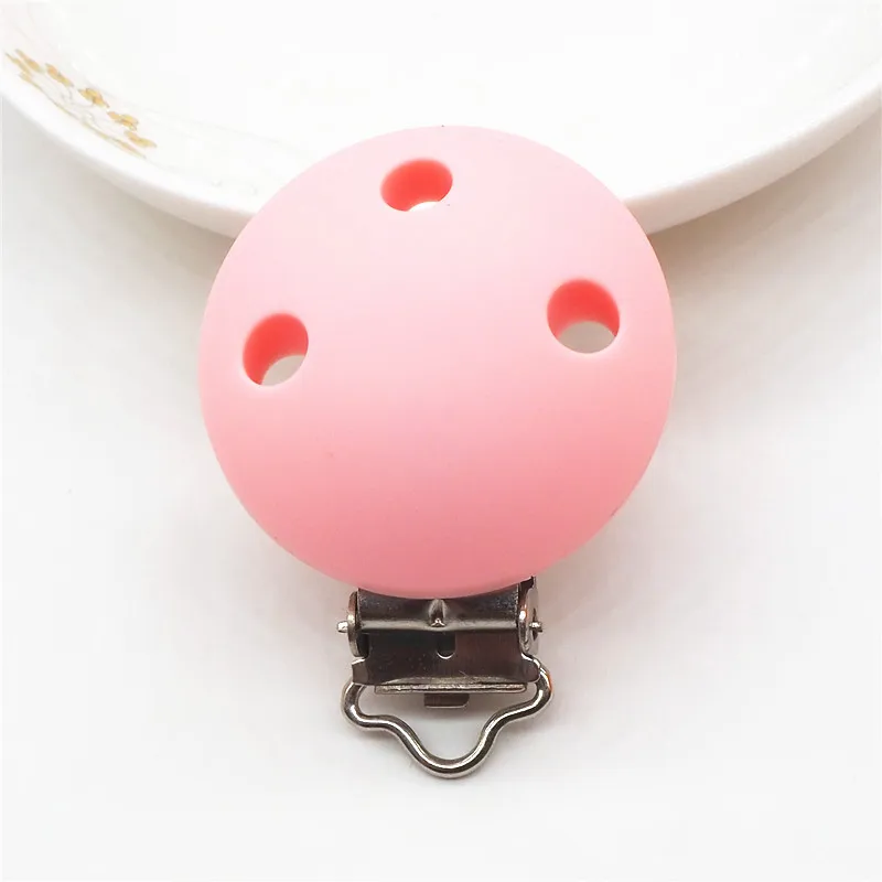 Chenkai 10 шт. Силиконовая Круглая Прорезыватель зажимы DIY детское кольцо для соски соска кормящих ювелирных изделий держатель для игрушек цепные зажимы - Цвет: candy pink