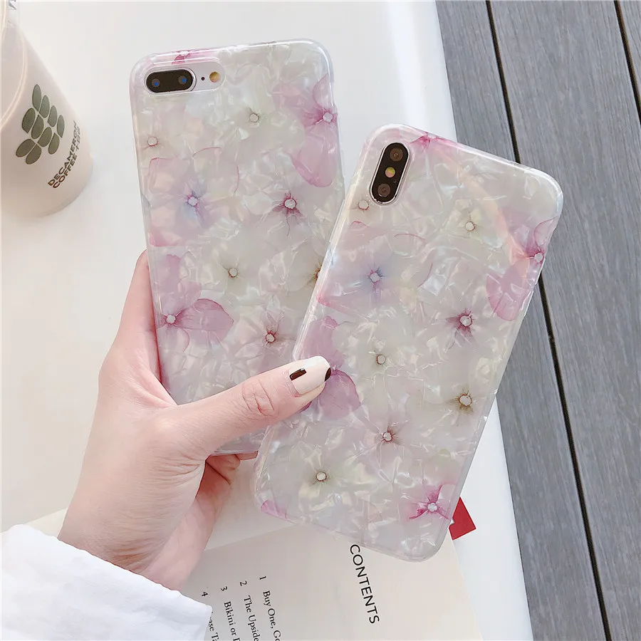 

Small fresh shell texture flower pattern for iphone 8 plus 7 plus 6s 6 plus xs xr xs max x 6s plus female mobile phone case