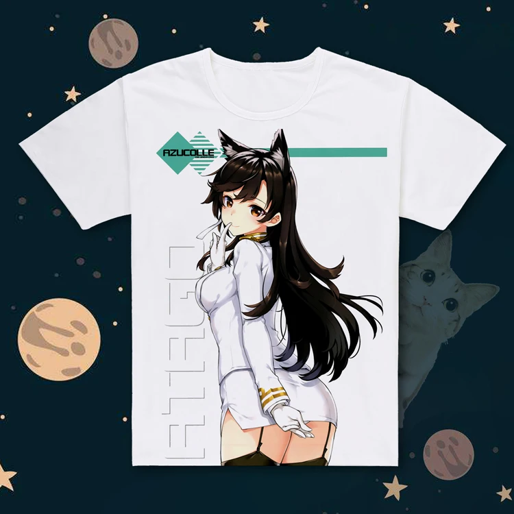 

Hot Game Azur Lane Printing Atago T-shirt Short Sleeves O-neck IJN Niizuki T-shirt Cool Tees Summer Tops