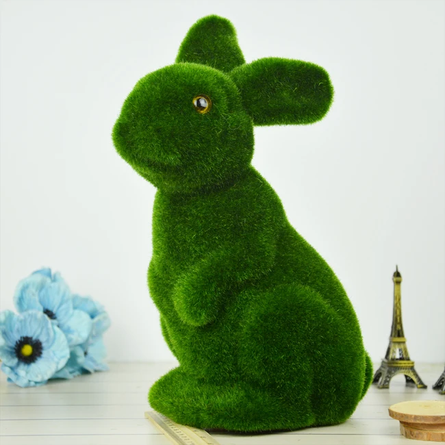 

Christmas Gifts Green Moss big rabbit Artificial Flower Plant Fake Cute Table Decoration Home Decorative Simulation Animal