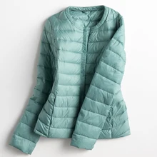 Осень-зима, женский ультра легкий пуховик, белый утиный пух, светильник, парка, женская теплая тонкая короткая куртка размера плюс, SF428