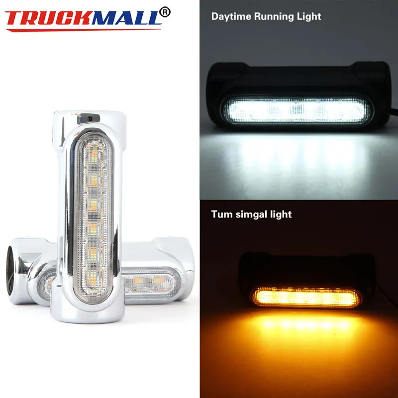 Chrome&ampBlack For Crash Bars for Motorcycle Touring Bikes Highway Bar Switchback Driving Light White turn Amber |