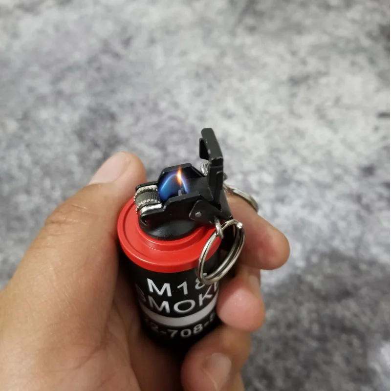 

Mini Metal Military Lighters Small Smoke Bomb Model Refillable Gas Cigarette Lighter Windproof Portable Keychain For Smoker Gift