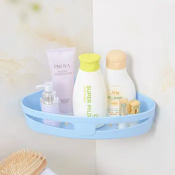 

Plastic Bathroom Shelves Wall Corner Mounted Sucker Storage Rack Living Room Holder Home Kitchen Suction Cup Shelf For Spice