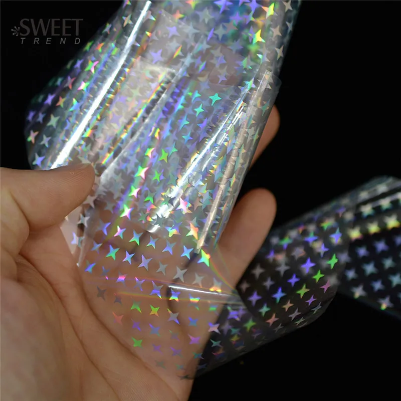 

New 100cmx4cm Fashion Nail Art Glue Transfer Wrap Foil Sticker Glitter Tip Decal Decoration Clear Silver Laser Pattern LALT16
