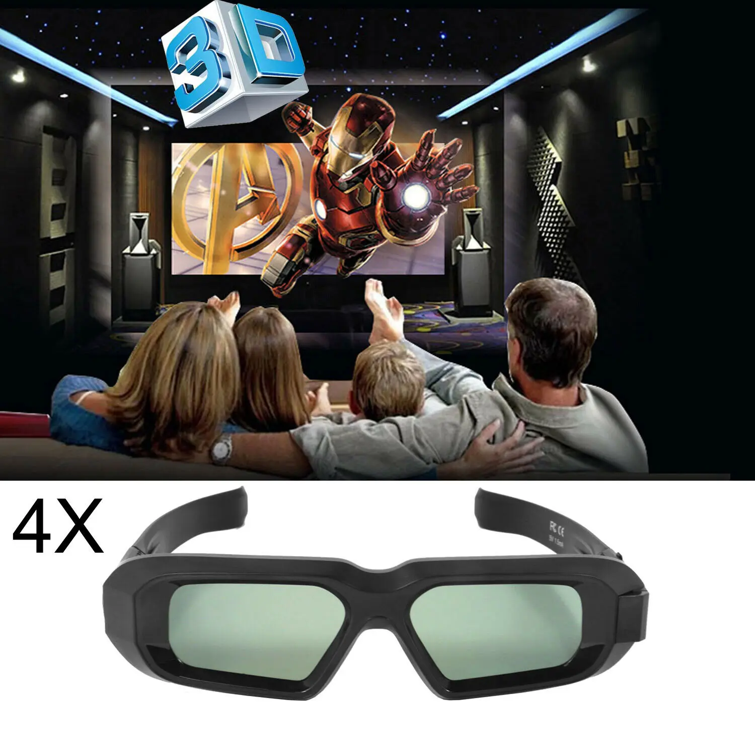 Active Shutter 3D Glasses Bluetooth For Home Cinema Samsung TV Panasonic Sony Sharp Toshiba KONKA 3D