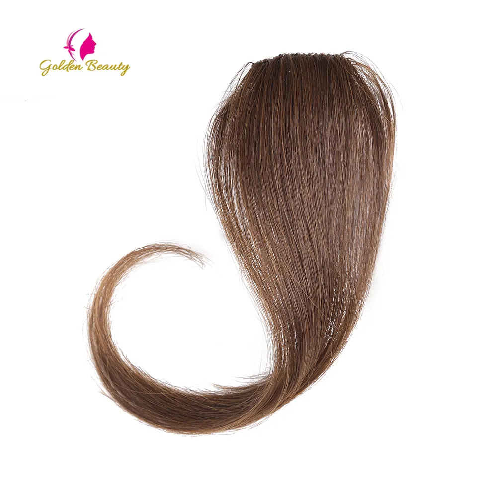 

Golden Beauty 4Colors 10-12inch Long Middle Part Bangs Clip in Bangs Synthetic Hair Extension for women