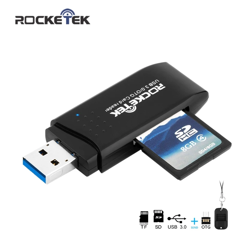 

Rocketek usb 3.0 multi 2 in 1 memory otg phone card reader 5Gbps adapter SD/TF micro SD pc computer laptop accessories