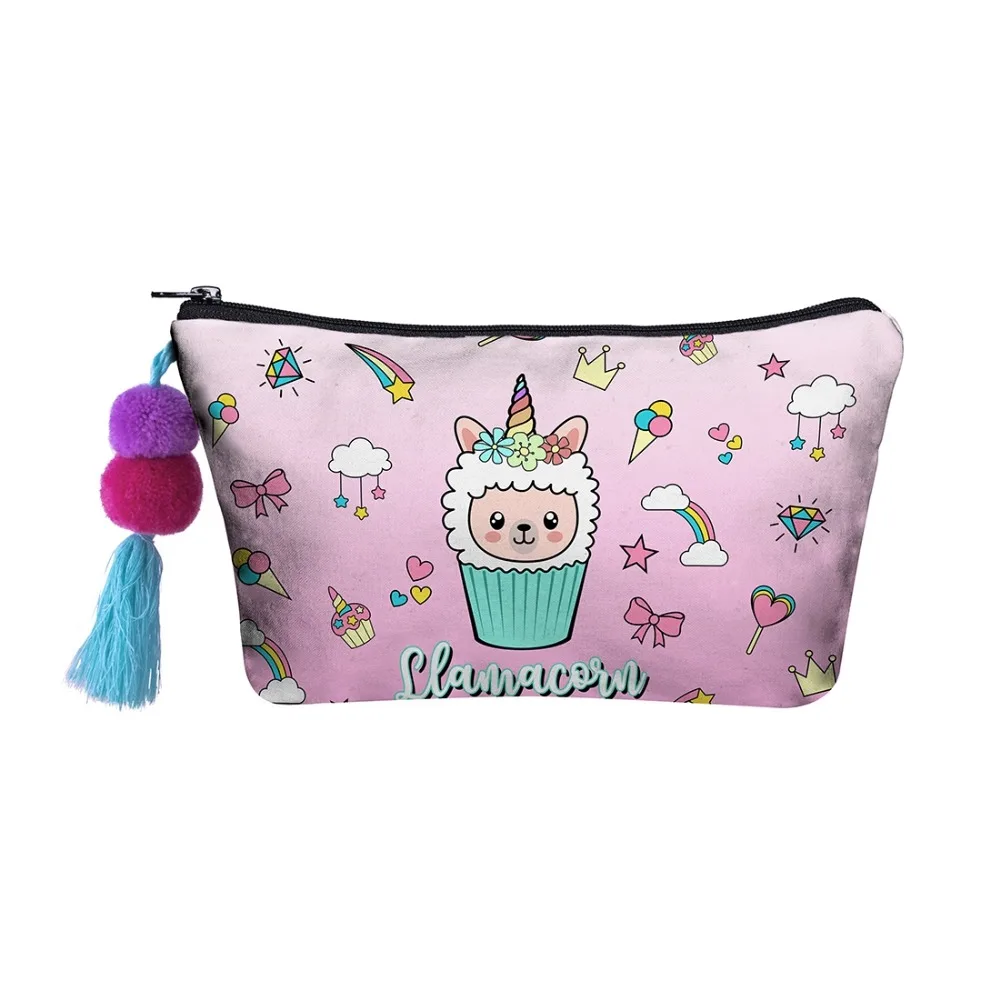 

3D printing The ball cosmetic bag cake one-horned alpaca printing pattern cute cosmetics bags Ladies women cosmetic bag