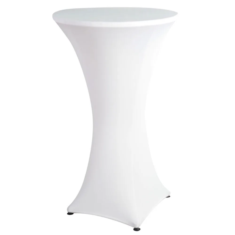 

30pcs Cocktail Table Cover Lycra Spandex Elastic Stretch Tablecloth For Bar Bistro Wedding Party Event Decor White Black ivory