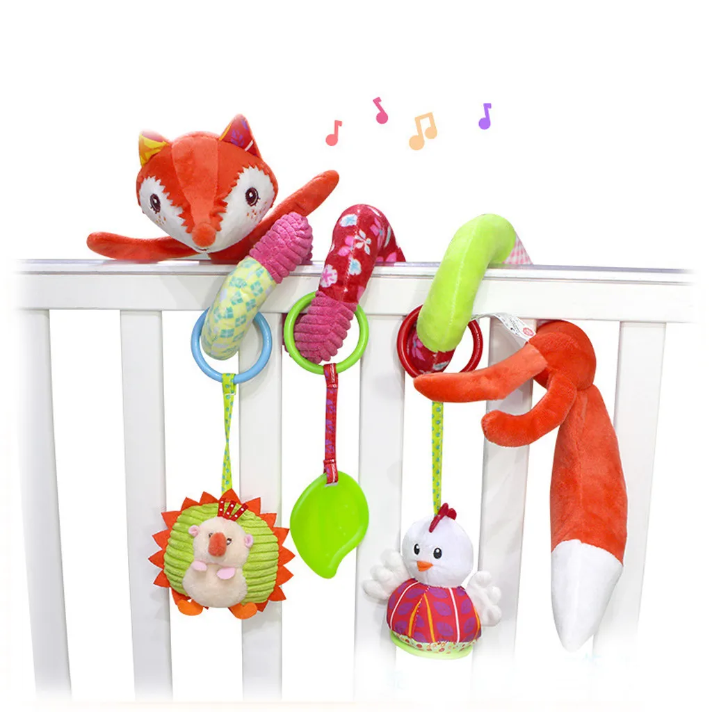 

Activity Spiral Wrap Around Crib Bed Bassinet Stroller Rail Toy & Cribs Decorations Elepahant Lion With Mirror And Bell