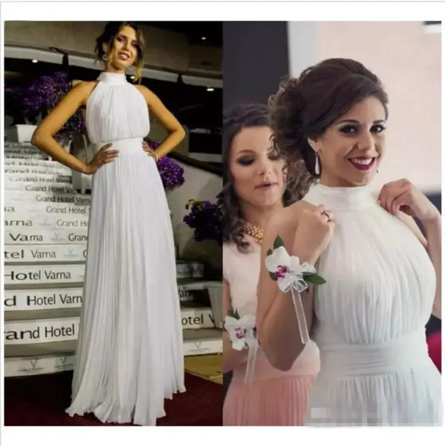 

robe de mariage Tulle Beach Wedding Dress Bohemian 2019 sashes Sexy Halter Neck Boho Bridal Gowns wedding gown Vestido de noiva