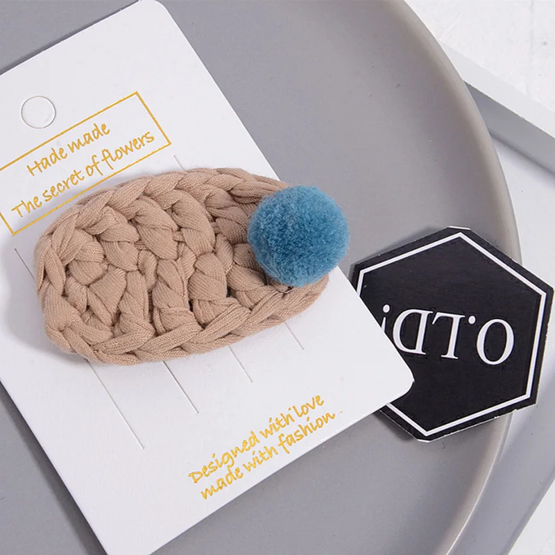 Новые Девушки Шерсть Тканые шпилька BB клип hairball банты на голову модные корейские