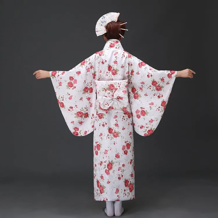 Новые классические традиционные японские Для женщин кимоно юката с Оби сцены танцевальные костюмы Один размер HW047