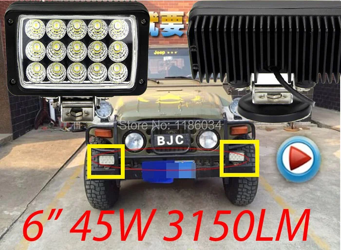 

Free ship!6inch 45W 10~30V LED working light,1pcs/set,Black color,3150LM,6500K,Bulldozer,Crane,4x4 SUV ATV,Motorcycle light