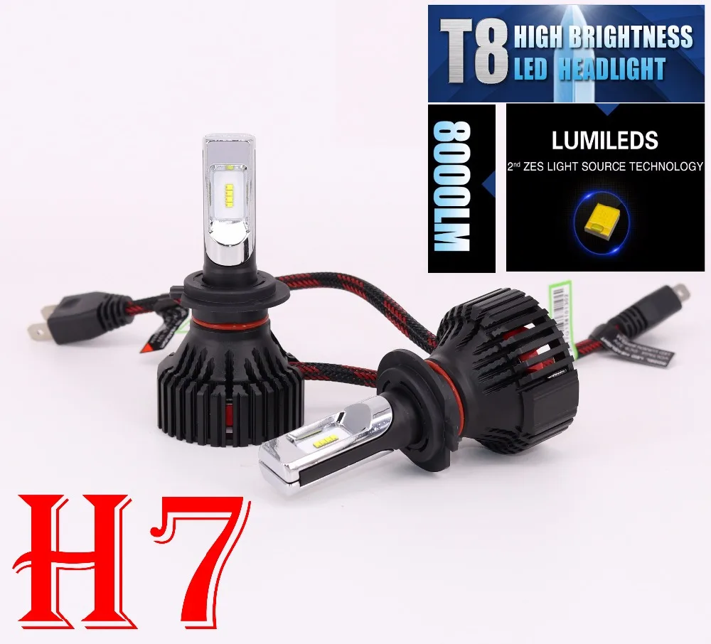 1 компл. H4 H7 H8 H9 H11 9005 9006 60 Вт 8000LM T8 светодиодные фары lumiled зэс чипы вентилятор Чистый белый 6500 К все-в-одном 12/24 В авто лампы