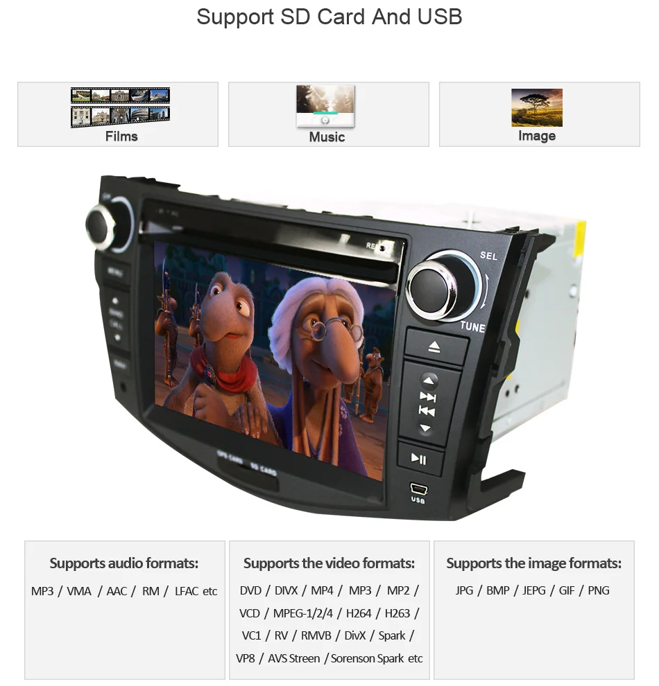 Eunavi 2 Din 7 дюймов Автомобильный dvd-плеер для TOYOTA RAV4 2006 2007 2008 2009 2010 2011 с gps навигацией BT Радио FM/AM RDS карты DVR