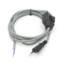 AC 220-250V EU Plug Power Cords With Dimmer Switch Flex Fabric Braided Covered Cable Electrical Power Cable 1