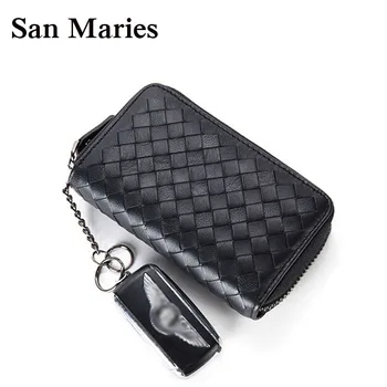 

2 Sizes 100% Genuine Leather Key Wallet High Quality Sheepskin Car Key Wallet Durable Men Car Key Holder Bags
