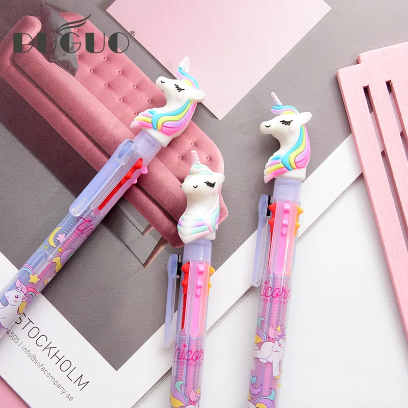 

DUGUO cute stationery unicorn pen ballpoint pen South Korea stationery cute creative color oil pen kawaii office supplies