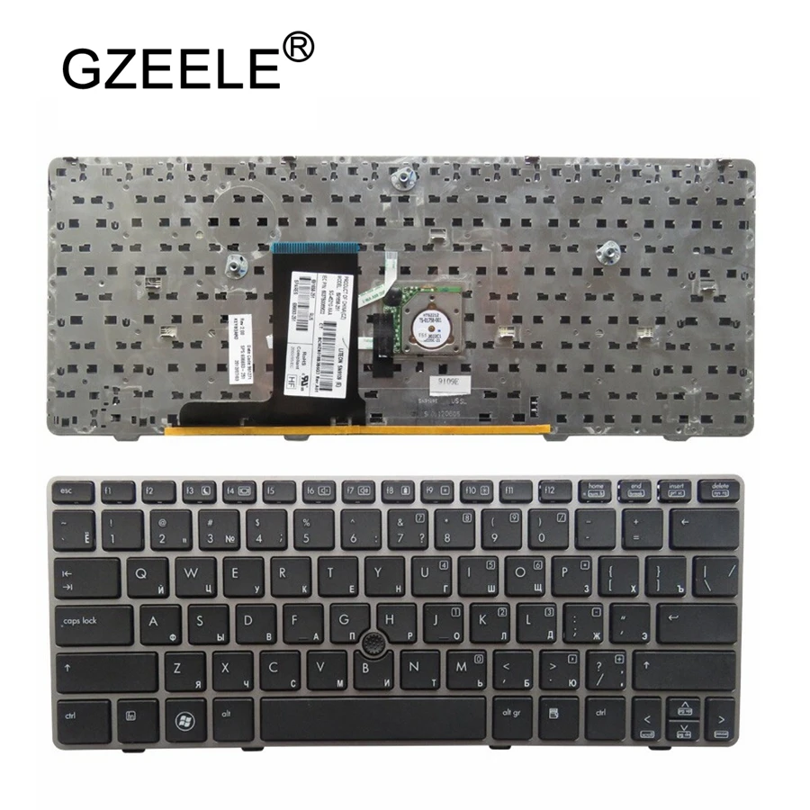 Gzeele Новый Для EliteBook 2560 2560 P 2570 2570 P RU Клавиатура ноутбука с серой границы с Мышь указатель