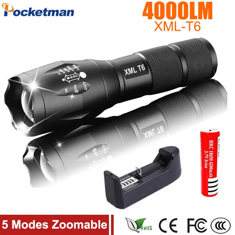 

E17 LED Flashlight 18650 Zoomable LED Torch xml T6 3800LM led Lanterna 5modes Led Flashlight Waterproof Torch