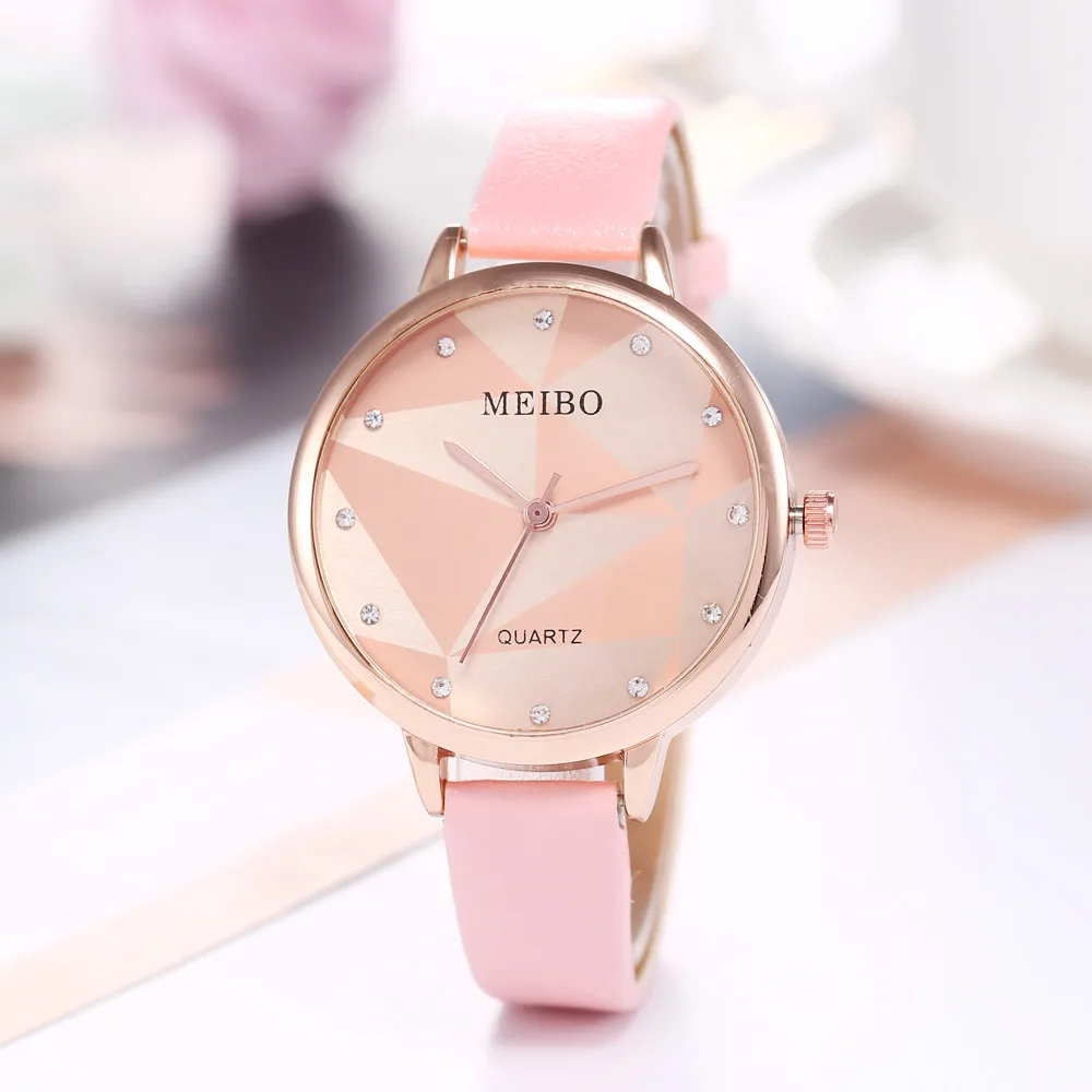 

Fashion Relogio Femino Watch Ladies Rhinestone Dial Leather Band Analog Quartz Bracelet Watch Student Wristwatch Gift Dress A40