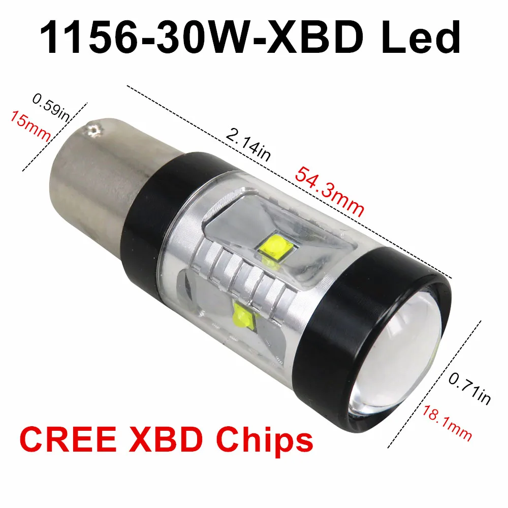 WLJH 2x30 Вт 800lm 6 Cree XBD чип 1156 BA15S P21W светодиодный S25 объектив Автомобильный стоп сигнал