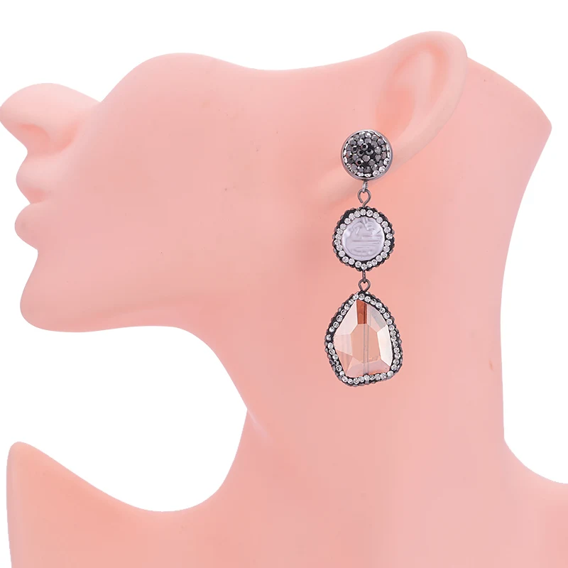 Sehuoran Shell Boho aretes de mujer Handmade Crystal Drop Earrings For Women Statement Earrings Fashion Jewelry Wholesale Gifts (3)