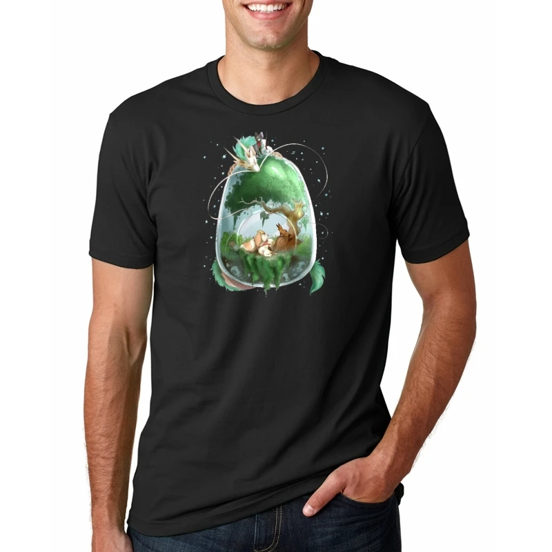 

Studio Ghibli Miyazaki Hayao Anime Spirit Away Mask No Face Bank Totoro Cartoon Men 3D Clothes Summer T-Shirt T Shirt Geek