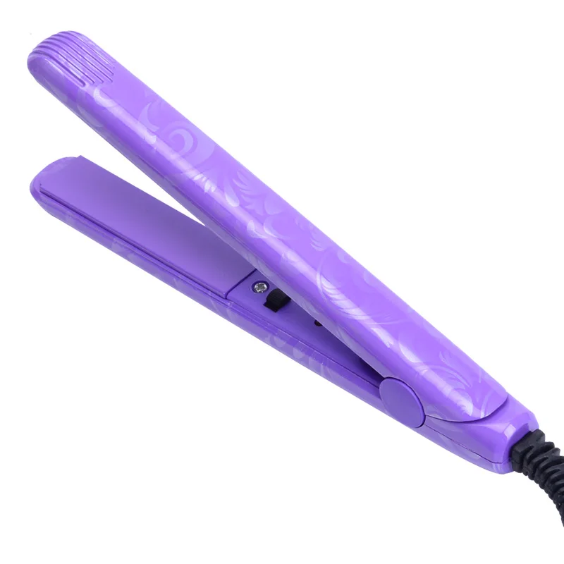 Новинка, профессиональный стиль, мини портативный керамический плоский выпрямитель для волос с зеброй, Утюги, инструменты для укладки, волнистые утюги - Цвет: flower purple