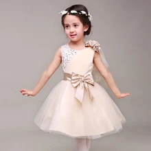Anlencool/ Новое Детское платье принцессы для девочек Свадебные Платья с цветочным узором для девочек Корейская пачка цвета шампань платье для девочек