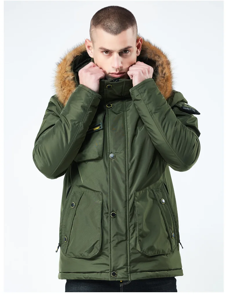 Idopy, мужские зимние теплые куртки-бомберы, толстые теплые куртки MA-1, военные армейские куртки с несколькими карманами на флисовой подкладке и пальто с меховым капюшоном