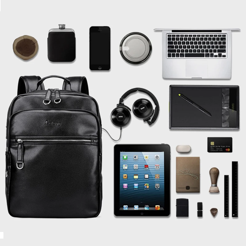 LIELANG, кожаный мужской рюкзак, внешний, USB зарядка, рюкзаки для ноутбука, сумка, 15,6 дюймов, водонепроницаемый рюкзак, компьютерные сумки, сумка для колледжа